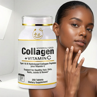 Produits de beauté OEM/ODM au collagène + vitamine C - Comprimés de peptides de type 1 et 3 - 250 comprimés - Végétaliens et naturels - Marque privée disponible