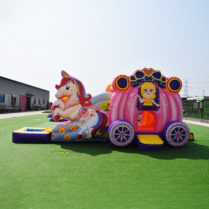 <span class=keywords><strong>Castillo</strong></span> Inflable Rosa de Buena Calidad, Brincolín Inflable de PVC de 0.55mm con Soplador - Product Image 1