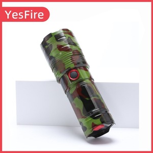 Linterna LED de Alta Potencia para Exteriores, Resistente al Agua, Recargable, de Uso Militar, con Función de Zoom y Láser, Color Plateado - Product Image 5