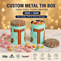 Boîte en métal ronde personnalisée avec logo, boîte en fer blanc vert menthe, conteneur de rangement pour bonbons, emballage cadeau, vente en gros OEM