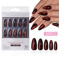 BIN Vente en gros 30 pièces Nouveaux faux ongles à presser effet œil de chat, courts, carrés, forme amande, en gel souple, pour nail art
