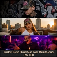 Gorra de Béisbol Personalizada con Camuflaje, Doble Visera Desgastada, Pedrería, 6 Paneles, Ajustable, Diseño Exclusivo, Fabricante Mayorista, MOQ Bajo