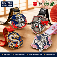 Médaille personnalisée sur le thème du samouraï, émail, design culturel, ruban, OEM, ODM, fabricant en gros, logo personnalisé, production événementielle