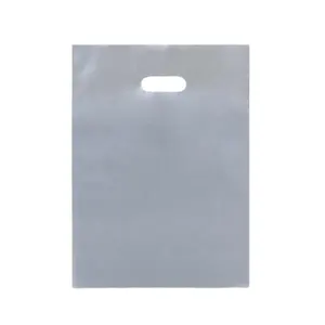 Hot popular gray plastic die cut gift shopping bags for small business