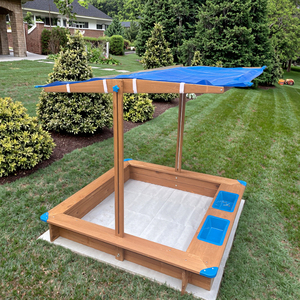Bac à sable carré en bois massif personnalisé pour enfants, aire de jeux extérieure unisexe avec couvercle - Product Image 3