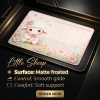 Tapis de Souris Calendrier Mouton Pastel Adorable, Tapis de Bureau en PVC Givré, Tapis d'Écriture pour Bureau
