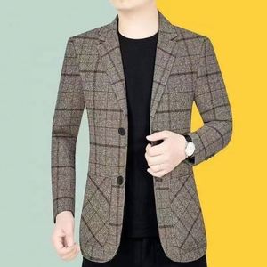 Nouvelle veste de <span class=keywords><strong>costume</strong></span> décontractée pour <span class=keywords><strong>homme</strong></span>, automne et hiver, <span class=keywords><strong>costume</strong></span> à carreaux de haute qualité pour hommes d'âge <span class=keywords><strong>moyen</strong></span>, printemps et automne - Product Image 1
