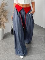Pantalon large à rayures pour femme, pantalon long ample avec poches, pantalon décontracté pour le travail