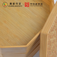 Panier de rangement alimentaire octogonal multifonctionnel en bambou vintage, écologique, à trois couches, avec poignée, tissé à la main, décoration d'intérieur, cadeau