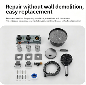 Ensemble de douche encastré au plafond en laiton poli, 3 modes, système de douche pluie mural dissimulé avec douchette de massage douce pour hôtel et maison - Product Image 6