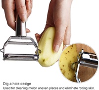 Amz Hot Sale Handmatige Groente Schilmes voor Aardappel, Komkommer, Wortel, RVS Julienne Schilmes met Reinigingsborstel, Duurzaam