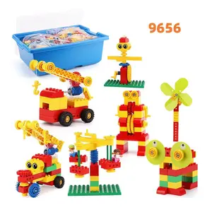Brinquedos educativos para meninos e meninas, conjunto de blocos de construção para aprendizagem, 135 peças, 9656 máquinas simples para crianças