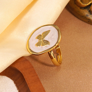 Bague géométrique vintage en acier inoxydable pour femme, style mode avec pendentif papillon, idéale pour les <span class=keywords><strong>vacances</strong></span> - Product Image 2