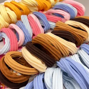 Hot Sale Of 48pcs Per Bag With Card Stripe Pattern Circles Hair Tie High Elastic Colorful Yarn-covering Hair Tie For Women