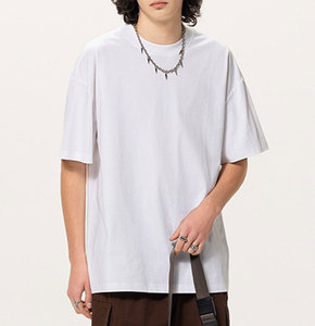 T-shirts unis à col rond de haute qualité 200GSM unisexe blanc noir coton mélange de polyester impression de logo personnalisé surdimensionné teint uni - Product Image 3