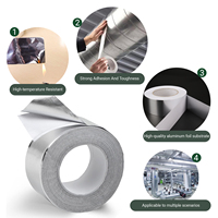 Ruban adhésif en aluminium imperméable haute résistance activé par l'eau pour conduits CVC, sans doublure, argenté, protection UV