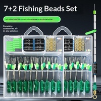 Perles d'espacement en caoutchouc composé, émerillons en forme de huit, stoppeurs de flotteur, ensembles de plombs rapides, modèle 01 en boîte, tailles L/M/S/2S/3S, matériel de pêche