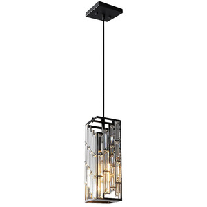 Lámpara colgante de cristal rectangular negra E27 LED con interruptor, fácil instalación para cocina, sala de estar, dormitorio, hotel - Product Image 5