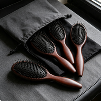 Brosse à cheveux en bois de hêtre naturel avec coussin d'air et poils de sanglier pour massage, vente en gros, personnalisation du logo privé, OEM