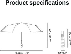Paraguas Plegable Automático de 3 Secciones, 190T Pongee, Protección UV contra Lluvia y Sol, Diseño Moderno y Lujoso, Regalos Empresariales - Product Image 4