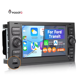 Autoradio Podofo Android 7 pouces 4+64 Go pour <span class=keywords><strong>Ford</strong></span> Transit/Focus/Galaxy/Mondeo CarPlay Android Auto WiFi Type-C - Product Image 1