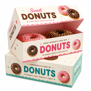 Boîte à <span class=keywords><strong>donuts</strong></span> personnalisée avec fenêtre transparente, emballage de boulangerie en gros pour desserts et <span class=keywords><strong>donuts</strong></span> de qualité supérieure - Product Image 1