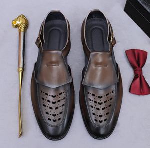 Chaussures habillées pour hommes en cuir véritable faites à la main, style Oxford, imperméables, antidérapantes, légères, pour le bureau, les mariages, les fêtes et le travail - Product Image 3