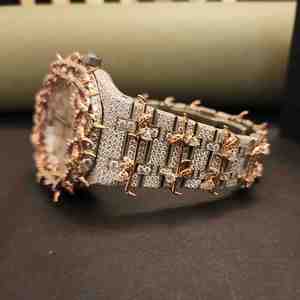 Nouvelle montre tendance de luxe à cadran en diamant moissanite, entièrement sertie, mouvement japonais, acier inoxydable, quartz ETA, unisexe - Product Image 2