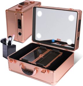 Professional Portable Travel <strong>Make</strong> <strong>up</strong> Box <strong>with</strong> Mirror <strong>with</strong> Built in <strong>Lights</strong> - Product Image 1