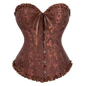 Wholesale xxxxxxl Big Girl Sexy Lady Strapless Jacquard Lace Up Corset Overbust Court Style Corsets