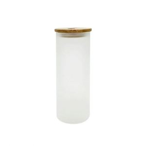Bouteille d'eau en verre en forme de canette de bière 18 oz, gobelet vierge pour sublimation, gobelet givré 18 oz, bocal Mason avec couvercle et paille - Product Image 1
