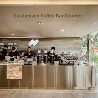 Meja Kerja Bar dari Baja Tahan Karat untuk Kedai Kopi dan Stasiun Minuman dengan Lapisan Anti-Sidik Jari Berwarna Perak