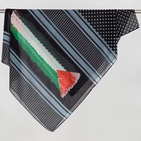Vente en gros – Nouveauté 2025 – Foulard Keffiyeh en mousseline pour femme, sur mesure, avec coutures soignées, hijab long imprimé, écharpe drapeau palestinien pour femme