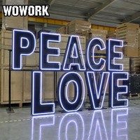 WOWORK Lettres et chiffres lumineux LED RGB en métal pliables de 4 pieds avec cadre néon pour la décoration de fêtes, d'événements et de festivals
