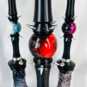 Luxury Spiked Decor Shisha Hookah <b>Crystal</b> Textured Glass Base Multi-color Arabic Hookah Complete Set For Wholesale - Product Image 4