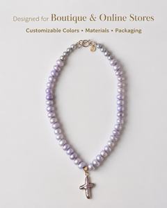 Collar <span class=keywords><strong>de</strong></span> <span class=keywords><strong>Perlas</strong></span> Barrocas <span class=keywords><strong>de</strong></span> Agua Dulce con Baño <span class=keywords><strong>de</strong></span> Oro y Acero Inoxidable, Diseño Moderno y Natural, Bajo MOQ Personalizado, para Uso Diario - Product Image 3