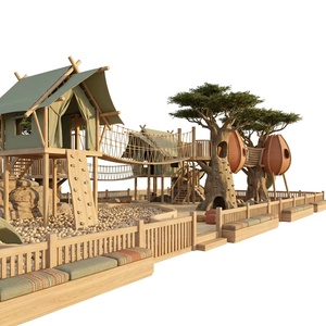 Grand complexe de loisirs intérieur éco-luxe sur le thème du safari, avec cabines surélevées et ponts suspendus en cordes, pour le shopping - Product Image 1