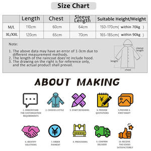 Imperméable unisexe de haute qualité, coupe-vent en polyester PU Pongee, avec coutures scellées, imperméable, long et à capuche - Product Image 5