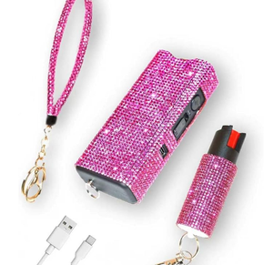 Bling MagiUSA Self Defense Spray Keychain Portable Compact Crystal LED Flashlight for Women Bracelet Self Defense Keychain