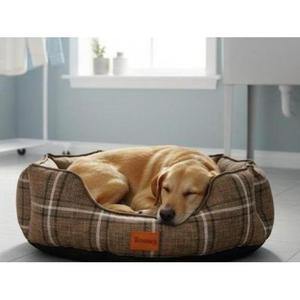 Cuccia per Animali Domestici Harmony in Tessuto di Lino a Quadretti, Letto per Cani e Gatti, 3 Colori, Comodo Tappetino per Tutte le Stagioni - Product Image 5