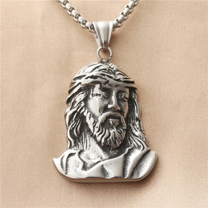Yunnique Stainless Steel Geometric Face Jesus Pendant Men's <b>Necklace</b> Retro Themed Charm 190168 - Product Image 1