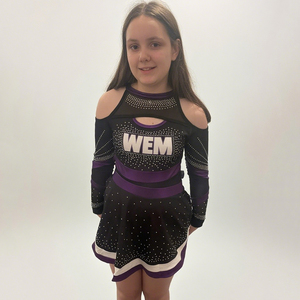 Tùy Chỉnh Đội Logo Cổ Vũ Đồng Phục Với Thạch Thăng Hoa Cổ Vũ Trang Phục Cô Gái Cổ Vũ Đồng Phục Màu Đen Và Màu Tím - Product Image 2