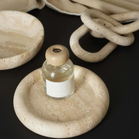 SAIDKOCC D20x3 ou 5.5cm Wabi Sabi travertin plateau de service marbre bijoux plat rond fruits bol pour Table basse décor à la maison