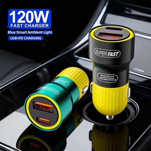 Cargador de Coche de Carga Rápida de Alta Velocidad con Doble Puerto de 120 W, PD 30 W, Tipo-C, USB QC3.0, Compatible con Teléfonos Móviles iPhone y Samsung - Product Image 2