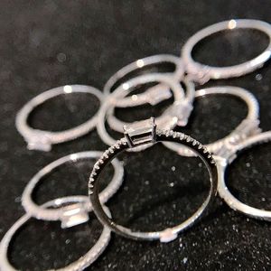 Bague de fiançailles et de mariage Xinfly en or véritable 18 carats avec saphir blanc 0,26 ct anti-ternissement et diamants, bijoux de mode - Product Image 5