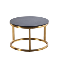 Ensemble de tables basses de luxe de style turc rustique du milieu du siècle, base en acier inoxydable, tables basses rondes pour salon et tables d'angle