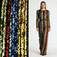 Tissu en maille 100 % polyester personnalisé avec broderie et sequins pour robe de mariée, robe de soirée, jupe longue