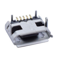 Conector Micro USB Hembra Tipo B de 5 Pines, Receptáculo de Montaje Superficial SMD, Carcasa de Níquel Chapada en Oro, 4 Pestañas de Montaje para Cable de Carga
