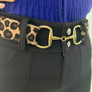 KY-B10 leopardo stampato a cavallo cintura ghepardo elastico Snaffle a snocciolo dorato