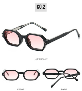 Occhiali da sole alla moda con montatura poligonale quadrata in PC+CP di alta qualità, lenti arancioni e rosse, occhiali da sole rotondi per esterni - Product Image 3